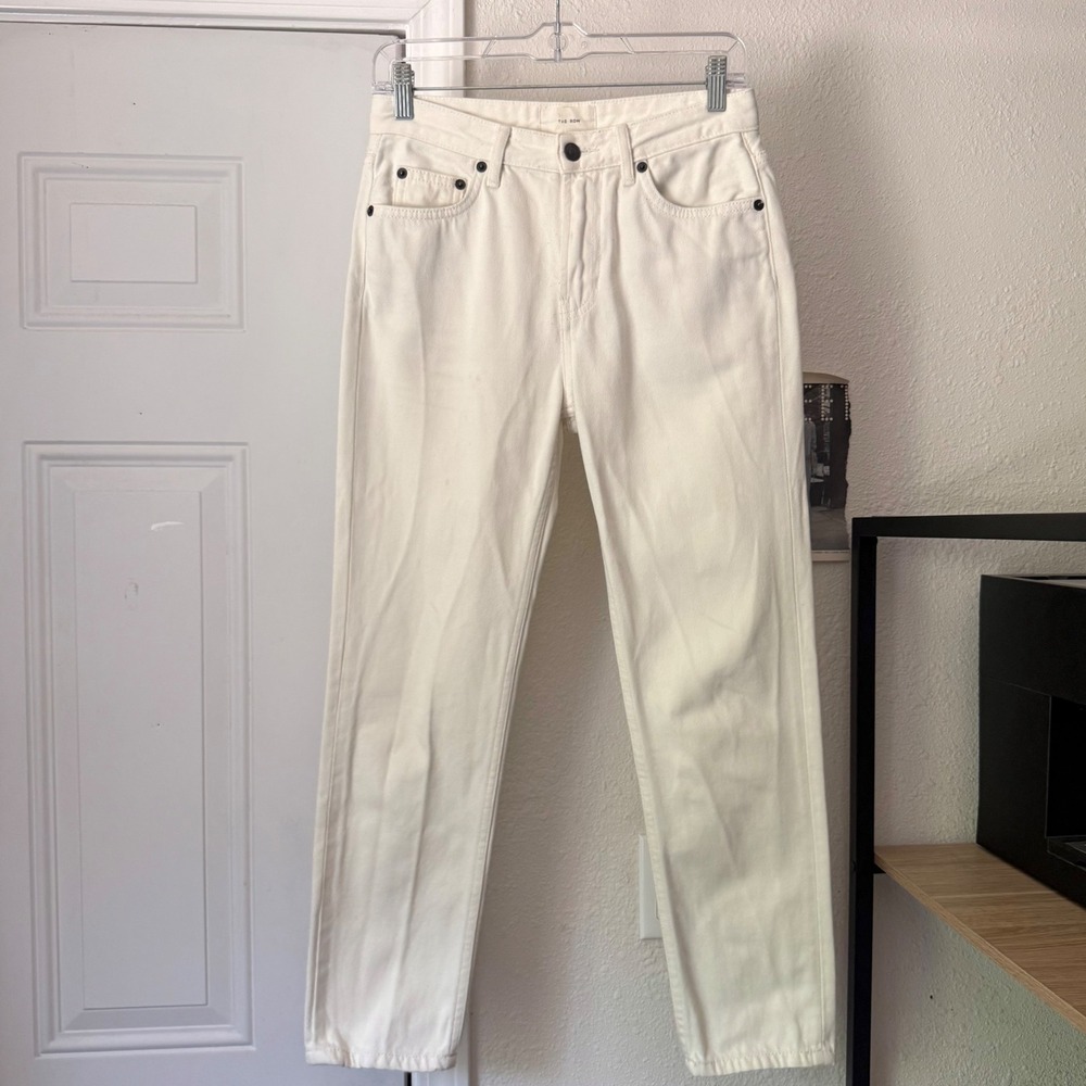 THE ROW white‎ cotton denim slim skinny fit cropped jeans